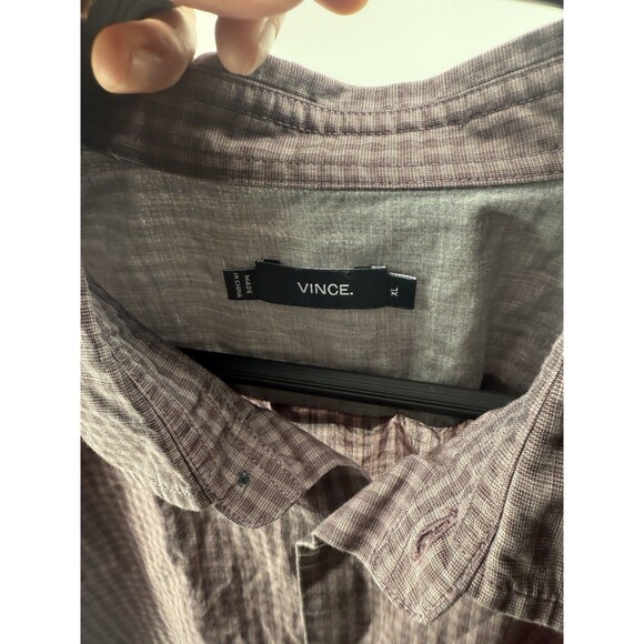 Vince Men's XL Button Down Shirt Check Long Sleeve 100% Cotton - Picture 2 of 3